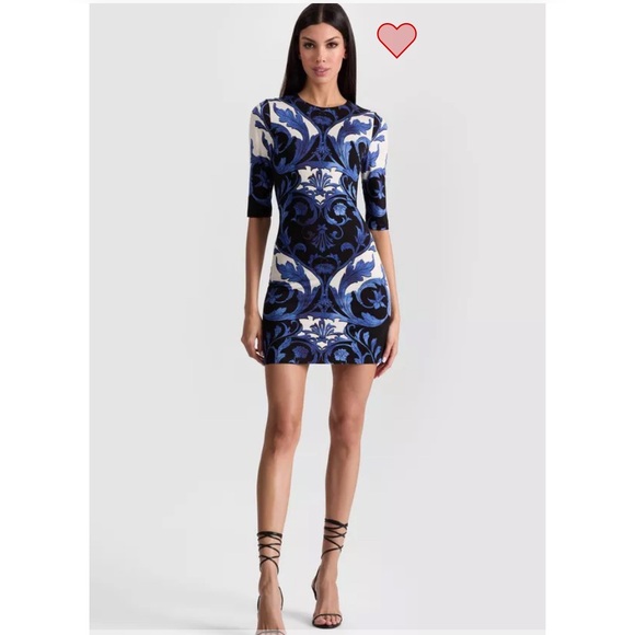 Alice + Olivia Blue and White Mini Dress Dresses